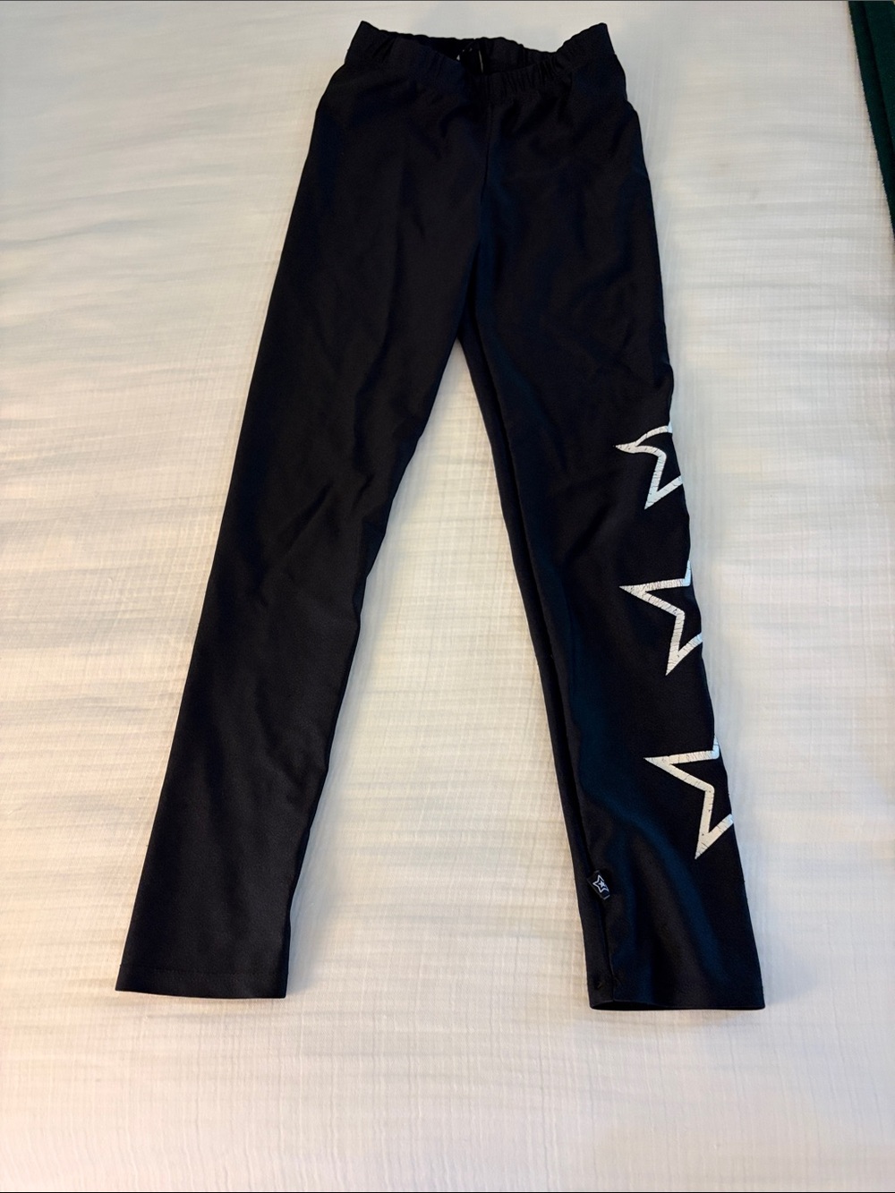 Girls' Black Leggings with White Star Trim